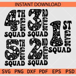 School Bundle SVG, Floral 1st Grade Squad Décor SVG, 5th Grade Squad SVG