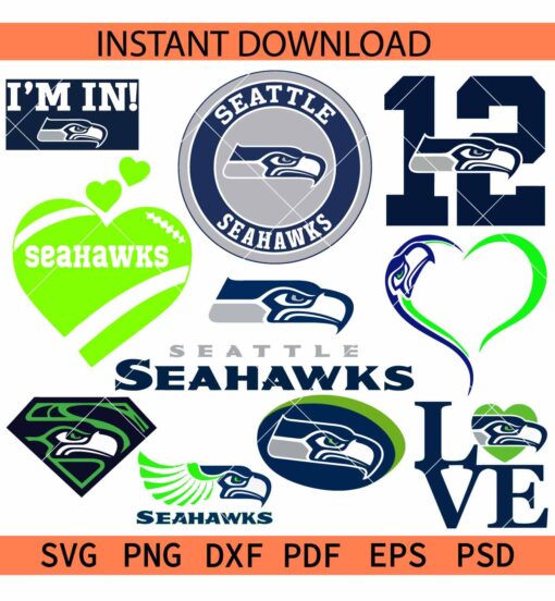 Seattle Seahawks Bundle SVG, Seahawks Logo Bundle SVG, The Seahawks Bundle SVG