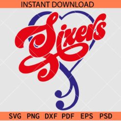 Sixers Inside heart Sports SVG, Philadelphia 76ers Heart SVG, The Sixers SVG