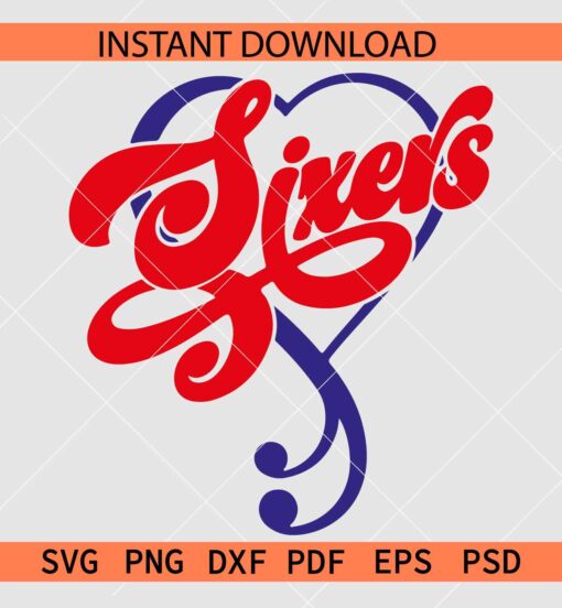Sixers Inside heart Sports SVG, Philadelphia 76ers Heart SVG, The Sixers SVG