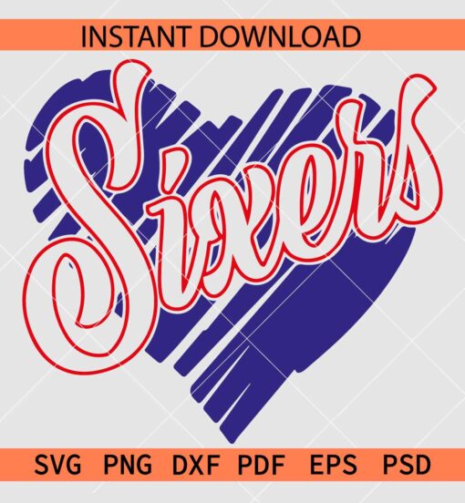 Sixers heart Sports SVG, Philadelphia 76ers Heart SVG, Sixers Love Symbol SVG