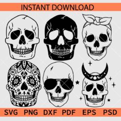 Skull Bundle SVG, Happy Skull Bundle Vector SVG