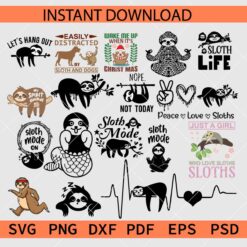 Sloth Bundle SVG, Sloth Bundle Stencil SVG