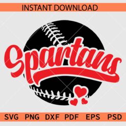 Spartans Baseball Ball SVG, Spartans Baseball Stencil SVG