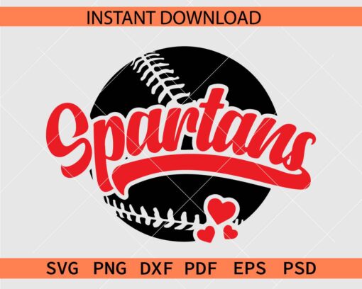 Spartans Baseball Ball SVG, Spartans Baseball Stencil SVG