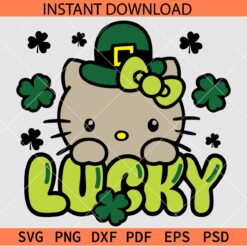 St. Patrick's day Kitten  SVG, Hello Kitty St. Patrick's Day SVG