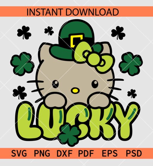 St. Patrick's day Kitten  SVG, Hello Kitty St. Patrick's Day SVG