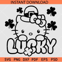 St. Patrick’s day Kitten Sketch SVG, Hello Kitty St. Patrick’s Day Drawing SVG