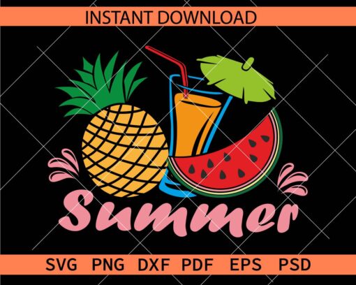 Summer Pineapple and Watermelon SVG, Summer Juice Décor SVG