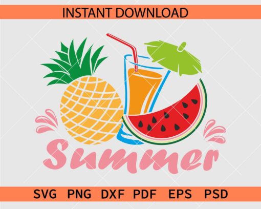 Summer Pineapple and Watermelon SVG, Summer Juice Décor SVG