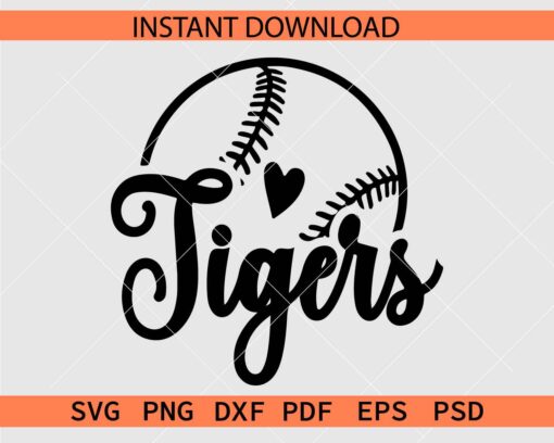 Tigers Baseball Ball Stencil SVG, Tigers Baseball Ball Décor SVG