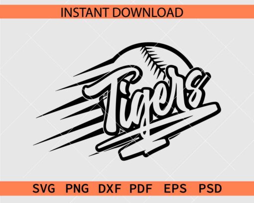 Tigers Baseball Ball in Speed SVG, Tigers Baseball Ball in Motion SVG