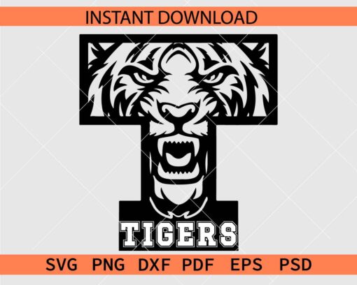 Tigers Inside Letter T SVG, Team Tigers Letter T SVG