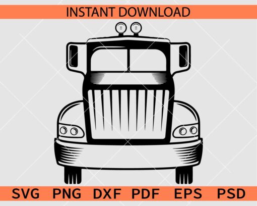 Truck Face SVG, Truck Cabin Front SVG, Truck Front Sketch SVG