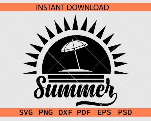 Umbrella and Sunshine Summer SVG, Summer Sunshine Décor SVG