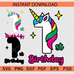 Unicorn First Birthday SVG, Unicorn Birthday 1 SVG