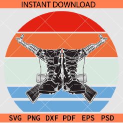 Veteran Boots and firearms retro circle SVG, Retro circle Veterans boot and gun SVG