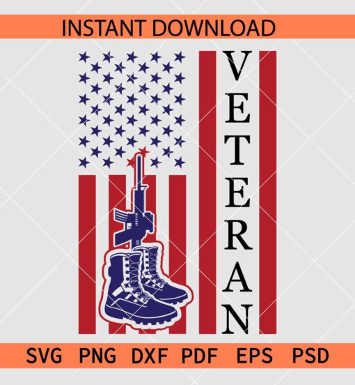 Veteran Flag with Boots SVG, Veteran Flag SVG, American Veteran SVG