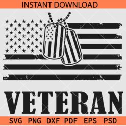 Veteran badge with Distressed flag SVG, US Flag with Veteran Badge  SVG