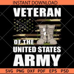Veteran of the united states army SVG, US Flag with army Boots and Firearm SVG