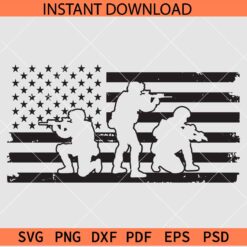 Veterans with gun inside flag SVG, US Flag with Army SVG, Patriotic Soldiers SVG