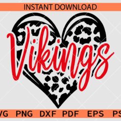 Vikings Inside Leopard Prints heart Sports SVG, Minnesota Vikings Animal Prints Love Symbol SVG