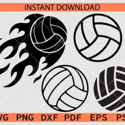 Volleyball Balls Bundle SVG, Moving Volleyball Fire Silhouette SVG