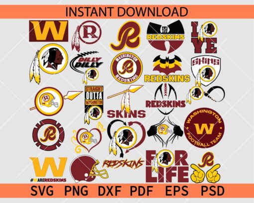 Washington Redskin Logo Bundle SVG, Washington Commanders Logo Bundle SVG