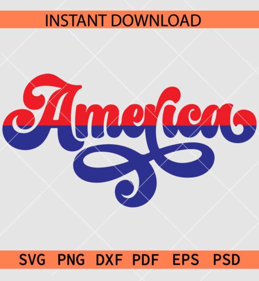 Wavy America SVG, Retro America SVG, 4th July Vector SVG