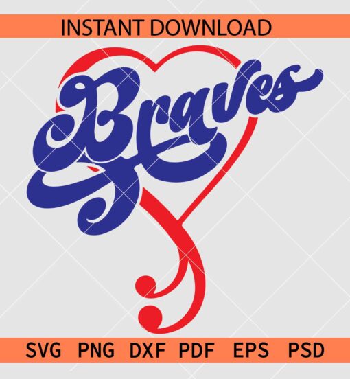 Wavy Braves Heart Symbol Sports SVG, Braves Love SVG, The Braves SVG