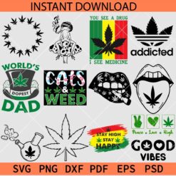 Weed Leaf Bundle SVG, 420 Bundle SVG, Marijuana Bundle SVG