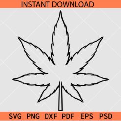 Weed Leaf Line Art SVG, Weed Leaf Vector SVG, Weed Leaf Stencil SVG