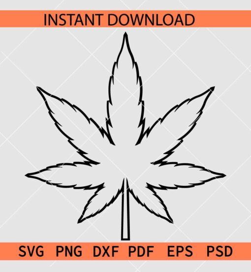 Weed Leaf Line Art SVG, Weed Leaf Vector SVG, Weed Leaf Stencil SVG