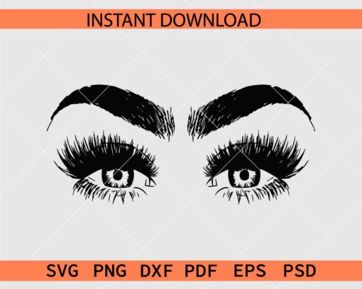 Woman Eyelashes SVG, Woman Eyes Silhouette SVG