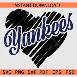 Yankees Scribble Heart Symbol Vector SVG, Love Symbol Yankees Stencil SVG