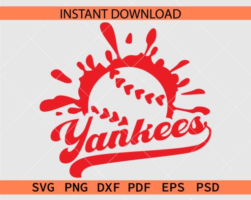 Yankees Splash Baseball SVG, Baseball Ball Splash Yankees SVG, Yankees Baseball SVG