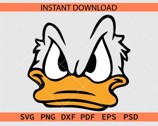 Angry duck Face SVG, Annoyed Duck Face Stencil SVG