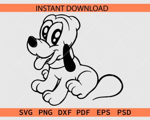 Baby Pluto Coloring Page SVG, Baby Pluto Clipart SVG