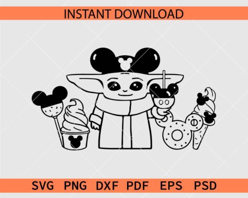 Baby Yoda Disneyland Snacks SVG