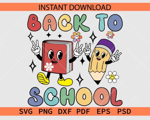 Back to school Peace Out Book and Pencil SVG