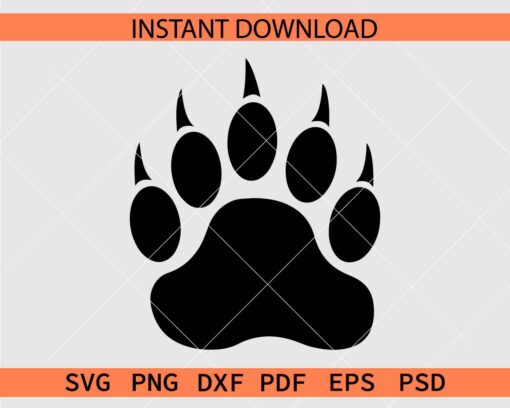 Bear Claw Stencil SVG, Bear Claw Silhouette SVG