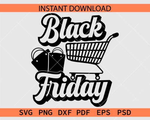 Black Friday Shopping Bag and Trolley SVG