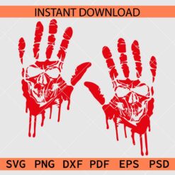Bloody Skull in Hands Vector SVG, Bloody Skull in Palm hands Clipart SVG