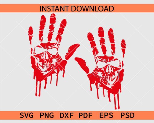 Bloody Skull in Hands Vector SVG, Bloody Skull in Palm hands Clipart SVG