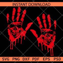 Bloody Skull in Hands Vector SVG, Bloody Skull in Palm hands Clipart SVG