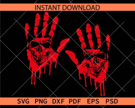 Bloody Skull in Hands Vector SVG, Bloody Skull in Palm hands Clipart SVG