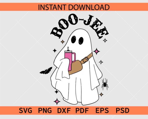 Boo Jee Ghost Holding Juice Mug SVG