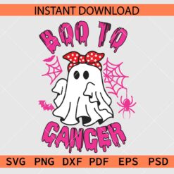 Boo To Cancer Ghost with Bow SVG