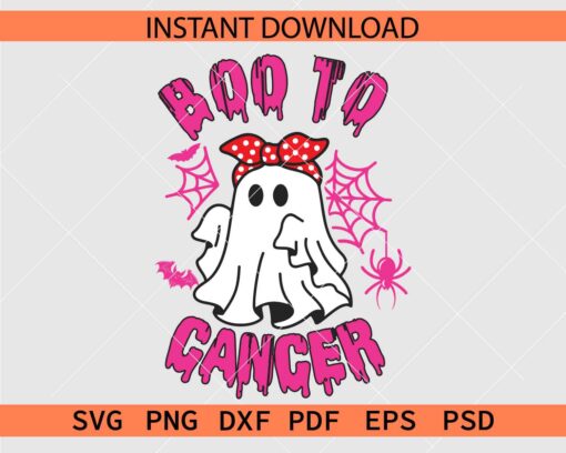 Boo To Cancer Ghost with Bow SVG