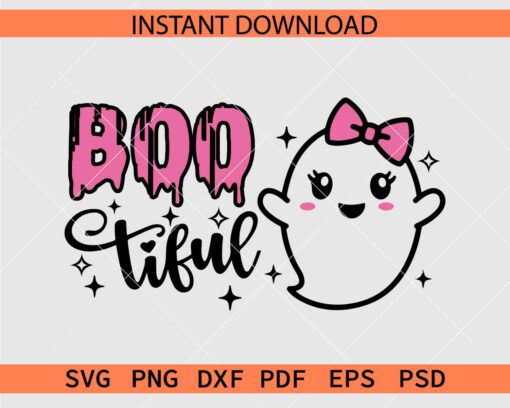 Bootiful ghost with Bow SVG